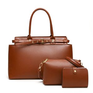 Ensemble de sacs à main pour femmes, 3 pièces, grande capacité, décontracté, imperméable, sac à main pour le travail, sac bandoulière, portefeuille court, fermeture à glissière - Product Image 5