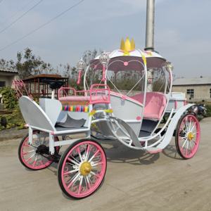 Chariot de chevaux rose, chariot de princesse, chariot de Cendrillon, chariot de chevaux royal de luxe, chariot de mariage - Product Image 5