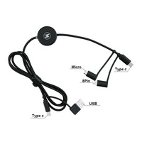 6-in-1 LOGO lampu LED Input ganda kabel Data dua ke tiga Logo transparan Gadget USB untuk pengisian daya ponsel sinkronisasi untuk hadiah