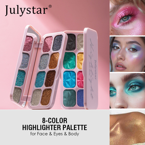Julystar 8 colores nueva paleta de sombras de ojos de alto brillo puré de patata de <span class=keywords><strong>gel</strong></span> claro paleta de alto brillo - Product Image 4