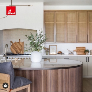 Nhà Máy Giá Brown Stain sồi trắng Cherry rãnh reeded tủ bếp với Slim Shaker khung Inset bàn đá cẩm thạch - Product Image 4