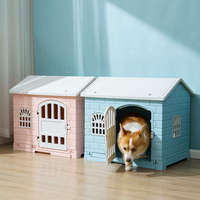 Maison pour animaux de compagnie en gros, fabriquée en usine, en plastique écologique, de luxe, extra grande, pour extérieur et intérieur, en PVC, avec fenêtre