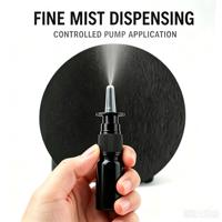Flacon pulvérisateur nasal en verre de 5 ml (0,16 oz) pour soins personnels, format voyage, brume fine, ambre bleu, pompe noire 18/410, sérigraphie