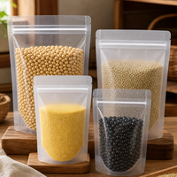 Sachet refermable transparent givré avec fermeture éclair, qualité alimentaire, pour l'emballage en gros de soja, millet, haricots noirs et céréales