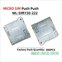 WECONN WL-SIM150-222 Connecteur de carte MICRO SIM 8 broches + 2 H=1.60mm Push-Push avec interrupteur de détection, personnalisable, certifié ISO9001