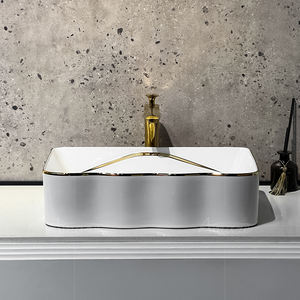 Pia de Banheiro Luxuosa Lavabo Sanitário Cerâmico Quadrado com Superfície de Cerâmica para Lavagem das Mãos - Product Image 2