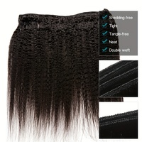 3 paquets de cheveux humains brésiliens crépus droits-Extensions de cheveux vierges de qualité 12A, noir naturel non traité pour femmes