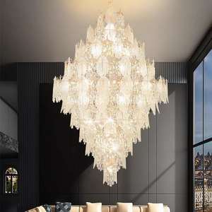 Glass Shopping Mall Hanging Lamp Modern Luxury <b>Large</b> Flush Mount Crystal <b>Chandeliers</b> for Villa - Product Image 4