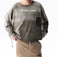 T-shirt à manches longues en coton tricoté de couleur dégradée décontractée populaire avec la conception de trou cassé T-shirt d'impression d'appliques recadrée d'été
