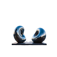 Sculpture d'extérieur abstraite en acier inoxydable poli effet miroir 3D