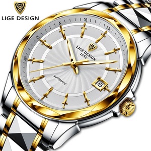 Lige Design Men's Automatic Mechanical <b>Watch</b> Stainless Steel <b>Case</b> Tungsten Steel Band 50 Bar Water Resistant Business Luxury - Product Image 6