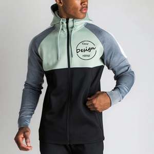 Fitted Color Block Embroidery Gym <b>Full</b> <b>Zip</b> <b>up</b> <b>Hoodie</b> High Quality Fleece Custom Logo Oversized Scoop Zipper <b>Hoodie</b> Men - Product Image 5