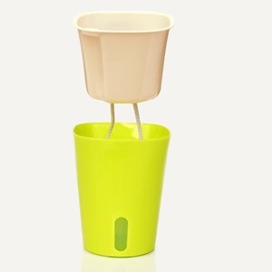 Vente en gros de jardinière hydroponique ronde de bureau d'intérieur durable Pots de fleurs en plastique à arrosage automatique avec pots intérieurs transparents - Product Image 4