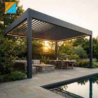 Pérgola Bioclimática de Metal con Techo de Láminas, Impermeable, Resistente al Viento, para Jardín, Patio, Estructura de Aluminio