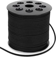 Cordon plat en suède noir de 2,6 mm x 110 yards, doux, rond, haute ténacité, pour la fabrication de bijoux, bracelets, colliers, perlage, bricolage