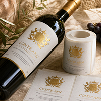 Étiquette de bouteille de vin personnalisée avec logo, dorure à chaud UV, gaufrage, vinyle imperméable de qualité supérieure, luxe personnalisé