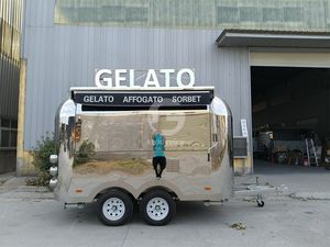 Nouvelle remorque de nourriture en acier inoxydable rétro construit en usine cuisine mobile Boba boutique camion de nourriture présentoir de comptoir en verre - Product Image 6