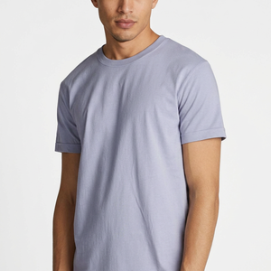 T-shirt Premium Bleu Clair Lavande Col Rond Manches Courtes Uni Coton Coupe Droite Homme Décontracté Basique Streetwear - Product Image 1