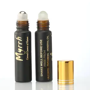 Botol Roll On Kaca Matte 10Ml Hitam Amber 15Ml Botol Rol Semprot Minyak Parfum Kaca Kosong dengan Bola Rol Stainless/Kaca