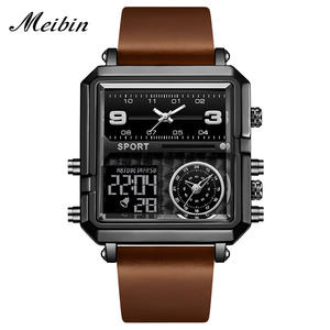 Reloj de Cuarzo con Esfera Cuadrada Grande y Tres Pantallas - Product Image 1