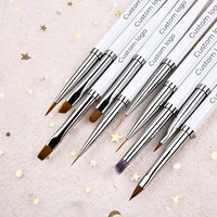 Poignée en métal blanc de qualité supérieure pour Nail Art, Gel de revêtement, brosse, ensemble de 10 pièces, 3D Ombre trait, brosse française pour ongles