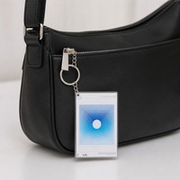 Porte-clés en acrylique transparent personnalisé à illusion d'optique géométrique carrée, breloque 3D à effet de profondeur visuelle, moderne et créatif