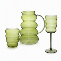Ensemble de carafe et de verres à boisson froide en forme de gourde, réutilisables et personnalisables, de style moderne, vente en gros Lefu