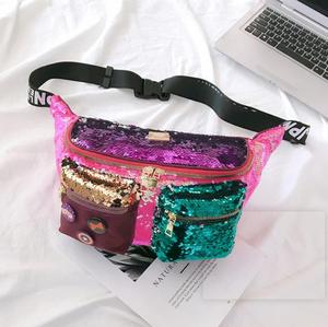 Mùa Hè Đường Phố Bling Lady Đầy Màu Sắc Hip Hop Sequin Fanny Pack Cô Gái Lấp Lánh Eo Belt Phụ Nữ Sling Túi Bán Buôn - Product Image 3