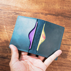 Customize Handmade Genuine Leather Cardholder Full Grain Crazy Horse Full Grain Leather Card Holder Coin <b>Purse</b> Change <b>Purse</b> - Product Image 4