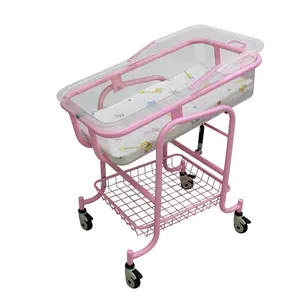 Plastic Coating Staal Kinderwagen Baby Bed Medische Verstelbare Ziekenhuis Babybedje Mobiele Met Baby Bed Baby Ziekenhuis Bed