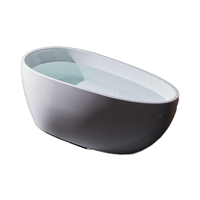 Baignoire autoportante moderne en acrylique blanc avec jupe intégrale et drain, écologique, taille grand format pour usage hôtelier