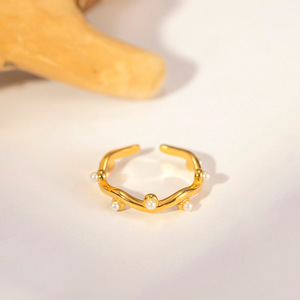 Geometric Pearl <b>Ring</b> <b>Titanium</b> Steel Unisex Jewelry Gift - Product Image 1