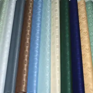 Pas cher Africain Brocart Jacquard Tissus Abaya Bazin Teint 100 Polyester Tissu