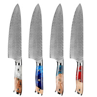 Coffret de Couteaux de Chef en Promotion avec Manche en Résine Blanche, Acier Damas VG10 67 Couches, Boîte Cadeau, Utilisation Ambidextre en Cuisine