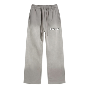 Pantalons pour hommes décontractés à cordon de serrage, lavés à l'eau chaude, vintage, teints par pulvérisation, personnalisés, 450 g, vente chaude - Product Image 2