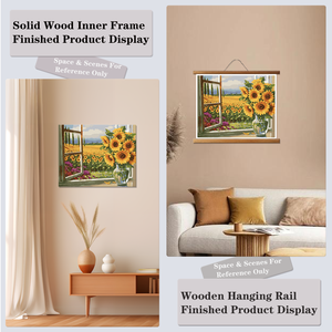 Kit de Pintura por Números sobre Lienzo, Campo de Girasoles con Vista a la Ventana, Estilo Pastoral Rectangular, Impresión Digital Hecha a Mano, Arte Floral DIY - Product Image 6
