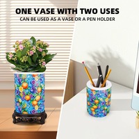 Vas Bunga Puzzle 3D Plastik DIY Set Bangunan, Vas Dekoratif untuk Meja Ruang Tamu