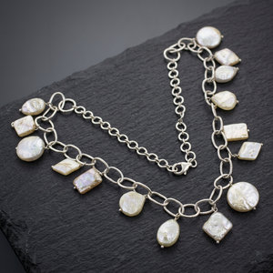 Collar llamativo Art Palace Bohemian con dije de concha de plata 925, cadena de eslabones certificada por terceros, elegante, unisex, para uso diario - Product Image 4
