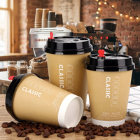 Tapa de Papel Biodegradable Desechable Personalizada para Vasos de Café, Tapa Aislante de Doble Pared para Bebidas, para Cafeterías, Restaurantes y Comida para Llevar