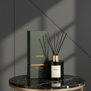 Aikun 100ml Black Glass Sticker Sage Box Low MOQ Fast 3 Day Sample 7 Day Ship Any Scent Long Lasting <b>Reed</b> <b>Diffuser</b> Gift Set - Product Image 1