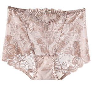Pakaian dalam wanita renda elastis tidak mengikat, celana dalam wanita pinggang sedang berongga transparan segitiga seksi ukuran besar tanpa tanda - Product Image 1