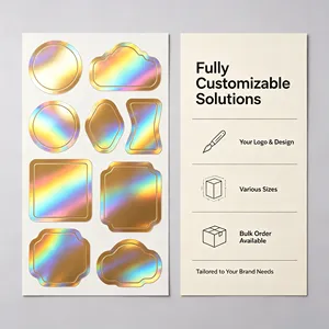 Pegatinas Holográficas con Láser Arcoíris, Pegatinas Decorativas con Logotipo Holográfico, Resistentes al Agua y con Corte Personalizado - Product Image 1
