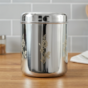 Stainless Steel Food Container Round Airtight Metal <b>Storage</b> <b>Jar</b> Classic Polished Design <b>for</b> <b>Kitchen</b> Use set of 2 - Product Image 4