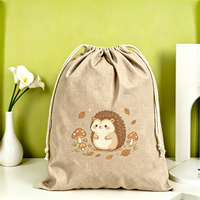 Sac à cordon en toile de coton écologique robuste pour femme, motif dessin animé, pochette portable pour le sport, la plage et l'organisation quotidienne