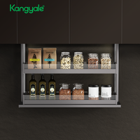 Panier de cuisine élévateur à commande vocale intelligente, rangement automatique à tirage tactile, double couche, en aluminium et verre trempé