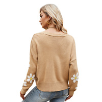 Nouvelle Collection Automne 2026 – Cardigan Femme Style Instagram en Acrylique Tricoté à Motif Floral, Doublure Laine, Col V Halter