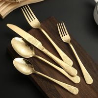 Ensemble de couverts de luxe de haute qualité en acier inoxydable poli miroir, style nordique vintage, durable, réutilisable, cuillère et fourchette de table, cadeaux promotionnels
