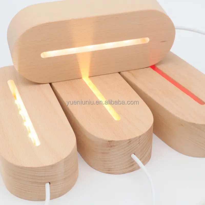 オーストラリアのホット販売USBLED7色木製樹脂ランプベースクリエイティブ3Dナイトライト