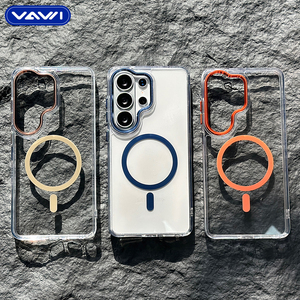 VAWI B444 Série Cristal <span class=keywords><strong>de</strong></span> Glace <span class=keywords><strong>Coque</strong></span> Rigide en PC Transparente Antichoc avec Couverture Magnétique pour <span class=keywords><strong>Samsung</strong></span> S23 S24 S25 S26 Ultra pour iPhone - Product Image 3
