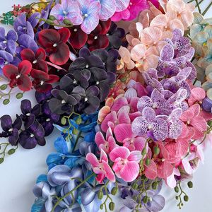 Orchidées Phalaenopsis à neuf têtes, fleurs en soie, gaufrage, façonnage du tige, décoration de mariage, fleurs artificielles - Product Image 1
